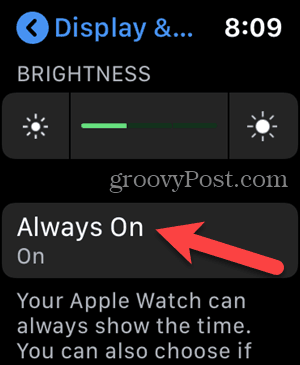 Нажмите Всегда в настройках на Apple Watch