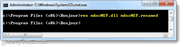 переименуйте mdnsnsp.dll, чтобы предотвратить загрузку bonjour