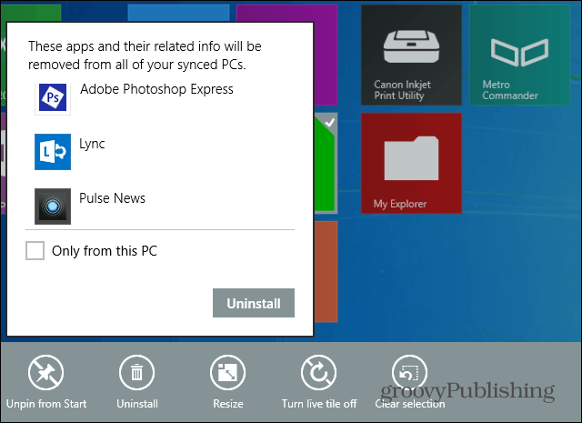 Windows 8.1 упрощает удаление нескольких приложений одновременно