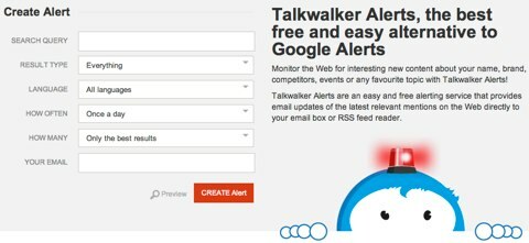 страница оповещения Talkwalker