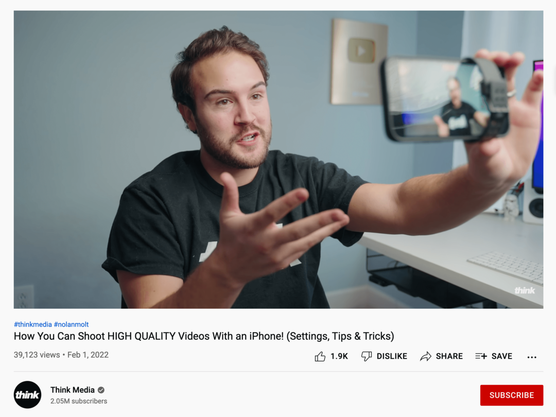 изображение видеоролика YouTube о съемке видео на iPhone