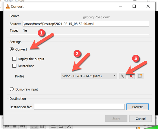 Установка настроек конвертации в VLC в Windows