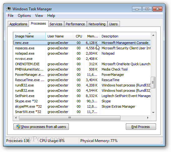 Диспетчер задач Windows mmc.exe