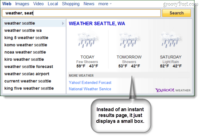 Yahoo Search Direct для погоды