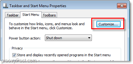 настроить меню запуска Windows 7