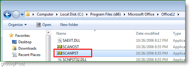 Снимок экрана - Outlook 2007 ScanPST