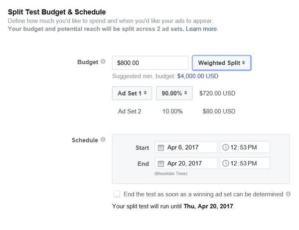 Facebook позволяет вам контролировать, какой бюджет выделять на каждый набор объявлений.