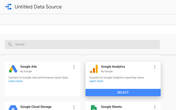 Используйте Google Data Studio для анализа вашей рекламы в Facebook, шаг 2, вариант использования Google Analytics в качестве источника данных