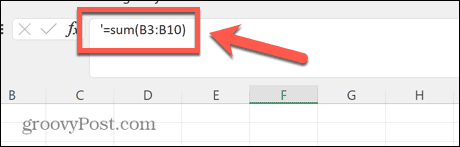 excel апостроф в начале формулы