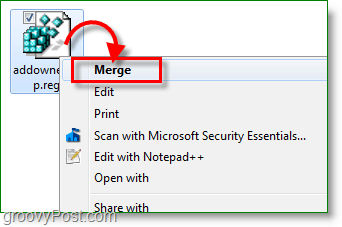 Скриншот Windows 7 - объединить исправление реестра