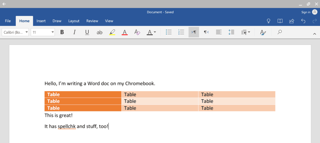 Microsoft Word на Chromebook