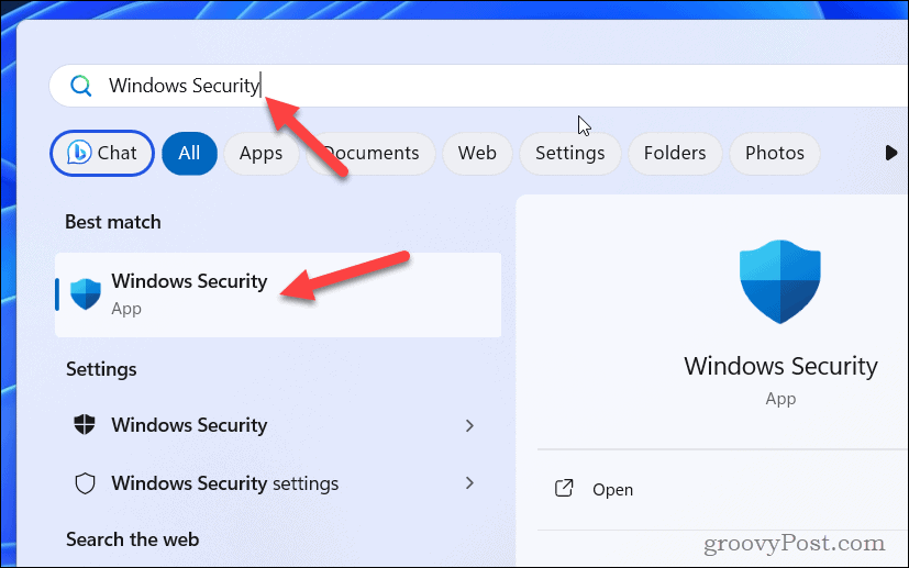 Откройте Безопасность Windows