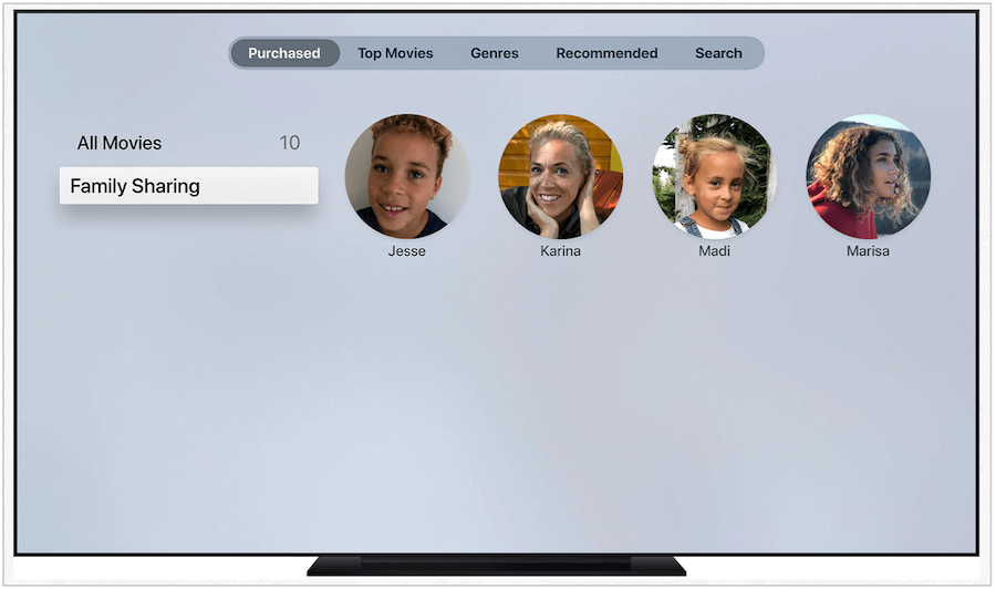 Совместное использование Apple TV