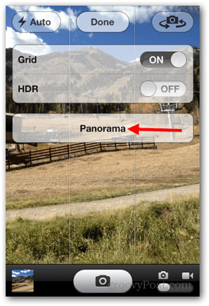 Возьмите iPhone iOS Панорамное фото - Нажмите Панорама
