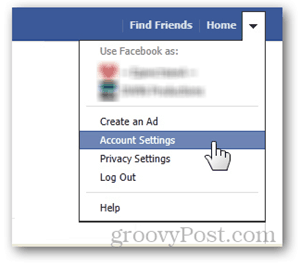 Facebook главная страница кнопка настройки учетной записи настройки имя пользователя URL