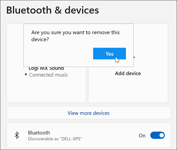 Проверьте удаление устройства Bluetooth
