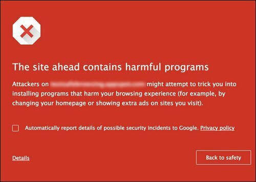 Google-хром-блокирование вредоносных программ