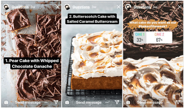 Журнал Food Bake From Scratch дал своим подписчикам в Instagram возможность контролировать свой график контента с помощью этого быстрого опроса.