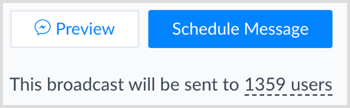 Нажмите синюю кнопку «Запланировать сообщение» в ManyChat.