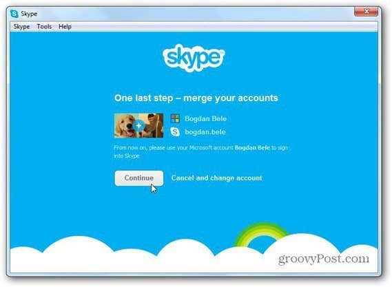 Слияние Skype с учетной записью Microsoft