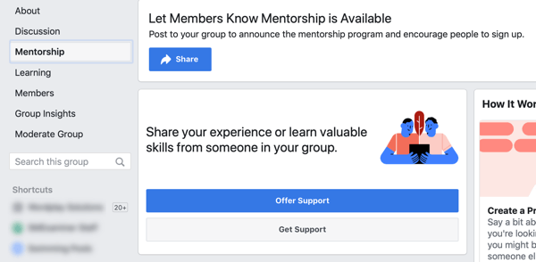 Как улучшить сообщество группы Facebook, возможность наставничества в группе Facebook и пример панели инструментов 
