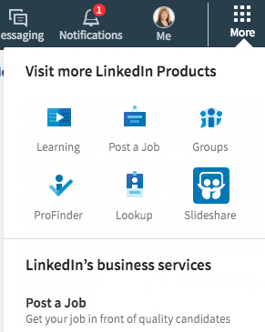 Вы найдете множество прямых ссылок в разделе «Еще» LinkedIn. Вы также можете создать здесь страницу компании.