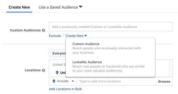 Варианты использования индивидуализированной или похожей аудитории для ведущей рекламной кампании Facebook.