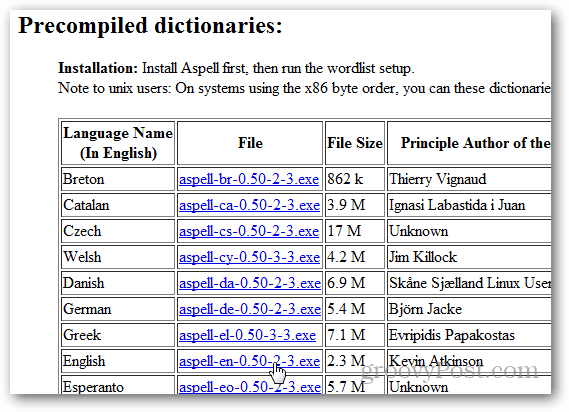 последний словарь Aspell