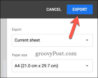 Кнопка «Экспортировать Google Sheets в PDF»