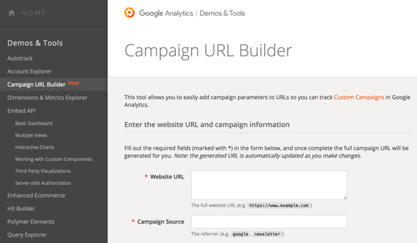 Используйте Google URL Builder, чтобы добавить параметры к своим URL-адресам, чтобы вы могли отслеживать свои кампании.