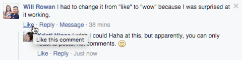 комментарий в фейсбуке без реакции