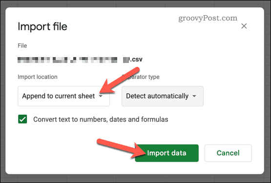 Импортировать файл в Google Sheets