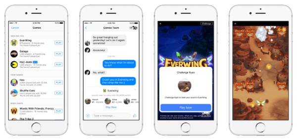 Facebook запустил Instant Games, новый кроссплатформенный игровой процесс HTML5, в Messenger и Facebook News Feed как для мобильных устройств, так и для Интернета.