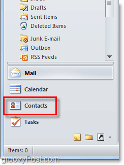 Доступ к списку контактов в Outlook 2010