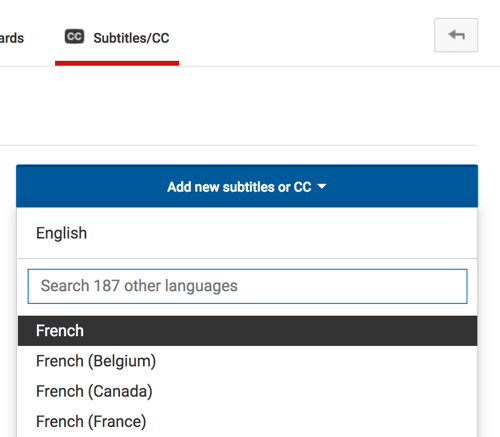 Выберите язык вашего файла субтитров YouTube.