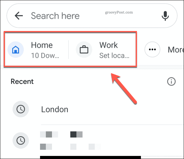 Значки домашнего и рабочего адресов Google Maps