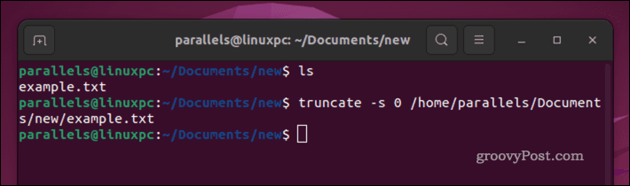 Очистка файла Linux с помощью команды truncate
