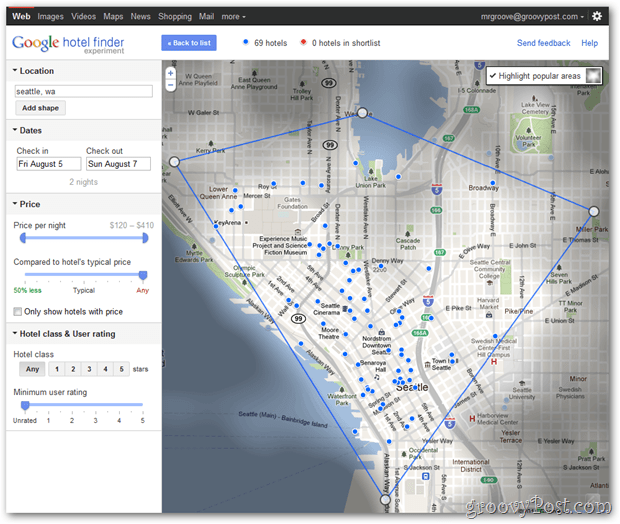 Google запускает отель Finder