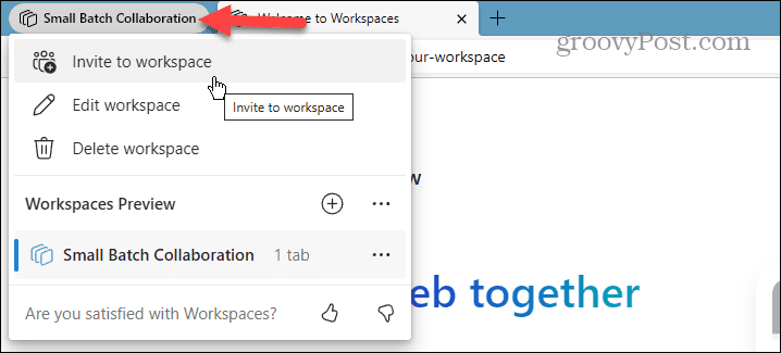 Рабочие области Microsoft Edge