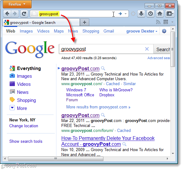 поиск Google по умолчанию в Firefox 4