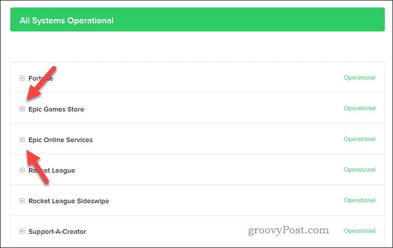 Статус сервиса Epic Games