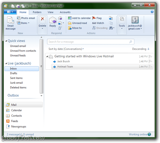 Запустите Windows Live Mail