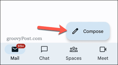Кнопка создания Gmail на Android