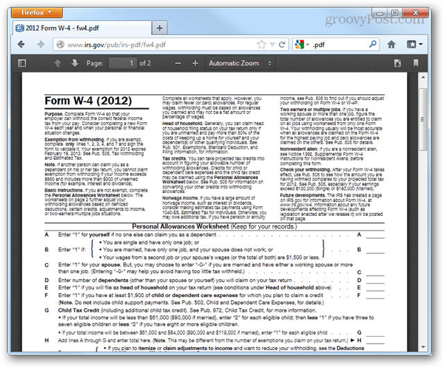 Включите встроенный просмотрщик PDF в Firefox 15