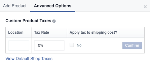 налоги на товары в магазине facebook