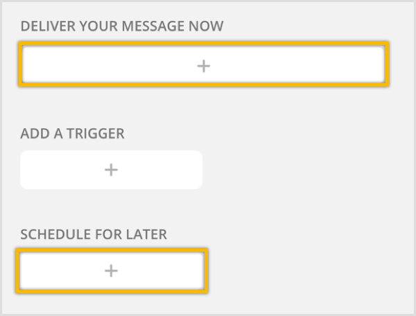 Нажмите кнопку +, чтобы создать новое широковещательное сообщение.