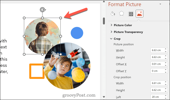 Изменение размера изображений Powerpoint вручную