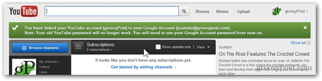 Свяжите аккаунт YouTube с новым аккаунтом Google - Подтверждение - Аккаунт перенесен