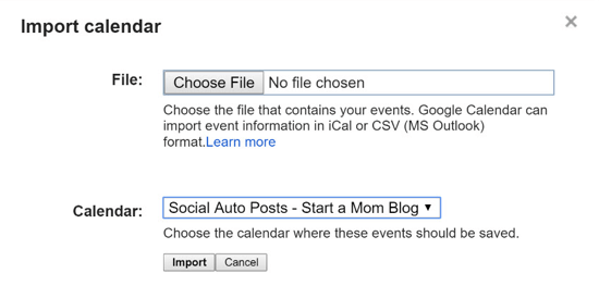 импортировать файл csv в календарь Google