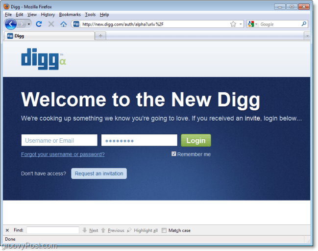 Добро пожаловать в новый Digg, запросить приглашение